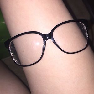 black rimmed clear glasses!